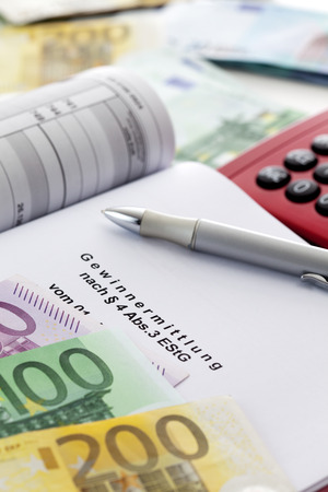Taxes, costs, document, calculator, close upの写真素材