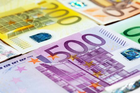 Various euro notes as backgroundの写真素材