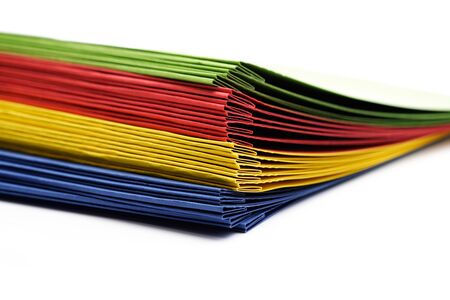 Stack of colorful loose-leaf binders