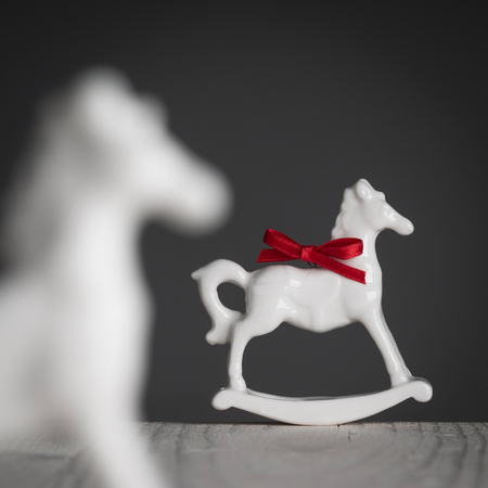 Christmas decoration, rocking horses, porcelain figurineの写真素材