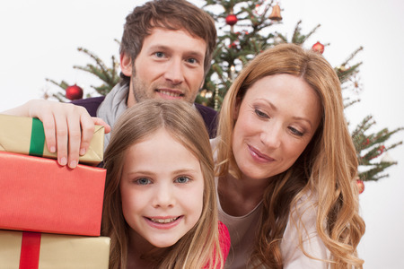 Family celebrating christmas, smiling, portrait