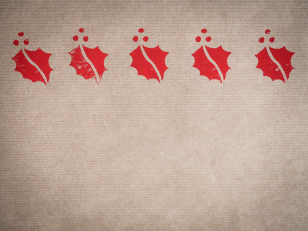 Wrapping paper with motive, red, stamped, holliesの写真素材