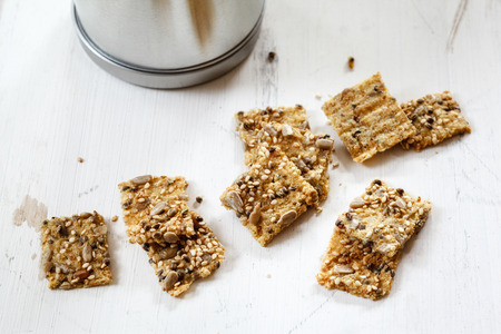Crackers with hemp seedsの写真素材