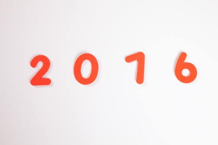 Year 2016, white background, copy spaceの写真素材