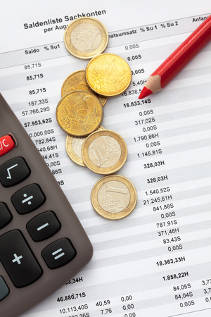 Euro notes and accounting document close upの写真素材
