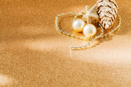 Christmas decoration, golden, copy spaceの写真素材