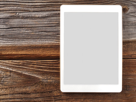 Smartphone on woodの写真素材