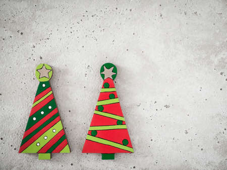 Christmas decoration, christmas trees, concrete, copy spaceの写真素材
