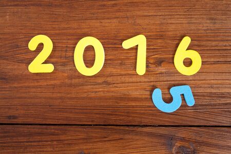 Year 2015, 2016, turn of the year, on wood, copy spaceの写真素材
