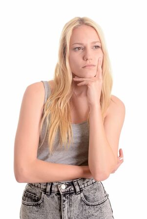 Young woman thinkingの写真素材