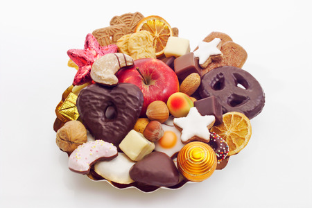 Christmas plate with christmas biscuitsの写真素材