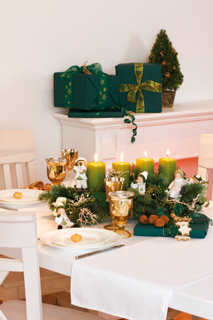 Christmas table decorationの写真素材