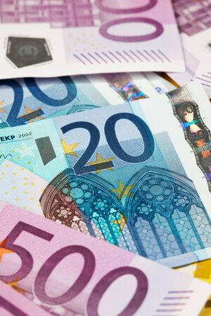 Various euro notes as backgroundの写真素材