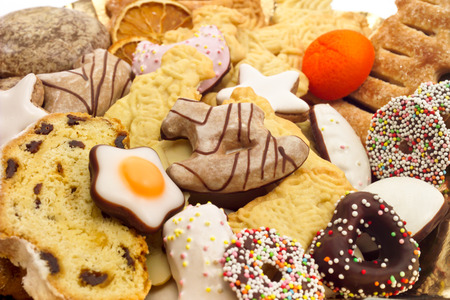 Christmas plate with various christmas biscuitsの写真素材