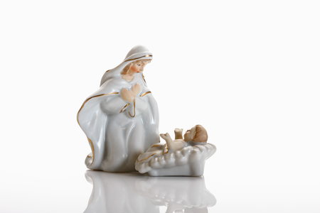Christmas decoration, crib figurines, Virgin Mary and jesus christの写真素材