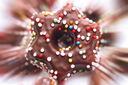 Chocolate cookie with sugar beadsの写真素材