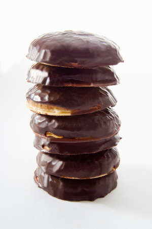 Stacked gingerbread with chocolate icingの写真素材