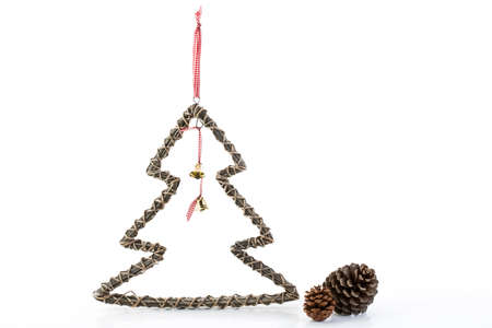 Christmas time, Christmas tree, door hanger, cones, decorativeの写真素材