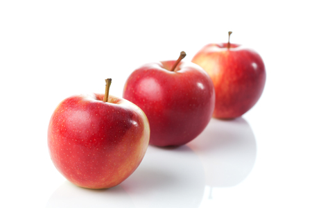 Gala apples, white backgroundの写真素材