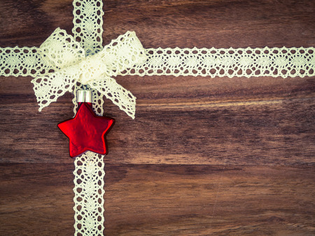 Lace, gift ribbon, christmas decoration, starの写真素材