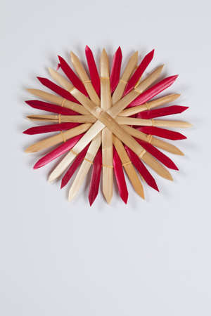 Straw star, white background, copy spaceの写真素材