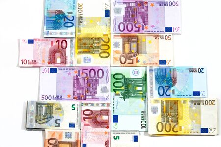 Various euro notes as backgroundの写真素材
