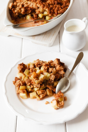 Rhubarb crumble, baked with whole-grain flourの写真素材
