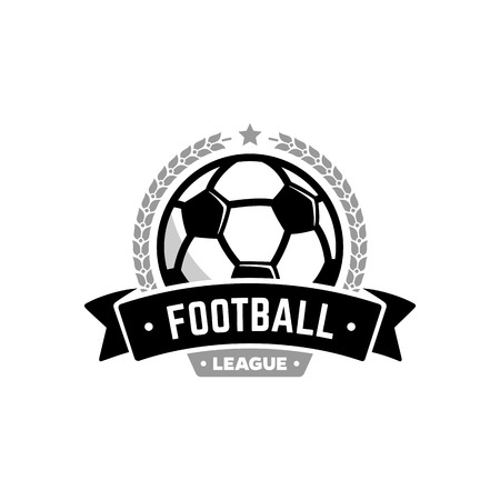 Vector football league  with ball. Sport badge for tournament championship or league.のイラスト素材