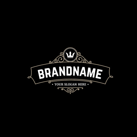  template calligraphic elegant ornament lines. Sign for Restaurant, Royalty, Jewelry, Boutique, Cafe, Hotel, Heraldic.のイラスト素材