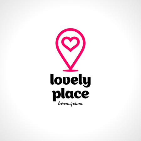 Creative logo with heart and map marker. Vector design template.のイラスト素材