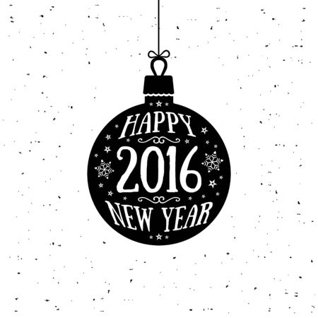 Happy new year 2016. Hand drawn vintage print.のイラスト素材