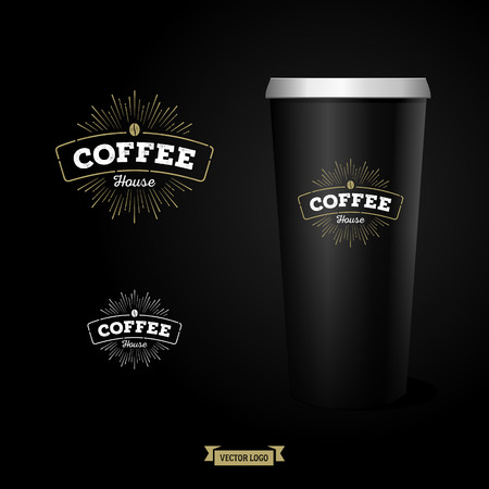 Stylish coffee with photo realistic paper cup.のイラスト素材