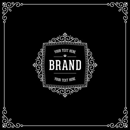 Calligraphic Luxury Sign. Emblem elegant decor elements. Vintage design. Sign for cafe, shop, store, restaurant, boutique, hotel, heraldic, fashion.のイラスト素材