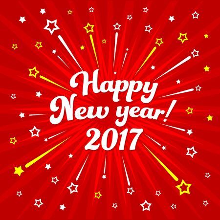 Happy New Year Card with Starburst. Vector illustration.のイラスト素材