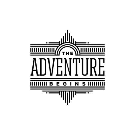 The Adventure begins sign in trendy linear style. Vector illustration.のイラスト素材