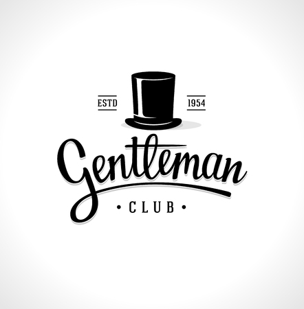 Gentleman Club Label Design. Vintage sign. Vector illustrationのイラスト素材
