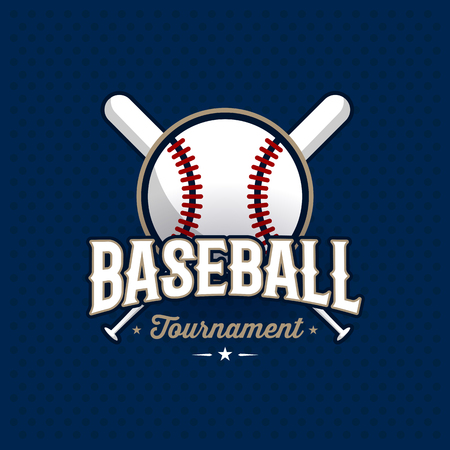 Modern professional baseball tournament logo with ball. Sport badge for team, championship or league. Vector illustration.のイラスト素材