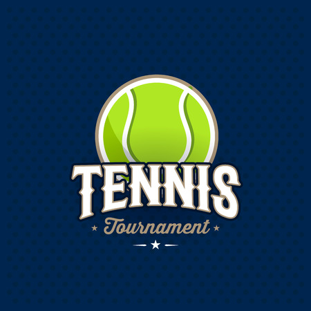 Modern professional tennis tournament logo with ball. Sport badge for team, championship or league. Vector illustration.の写真素材
