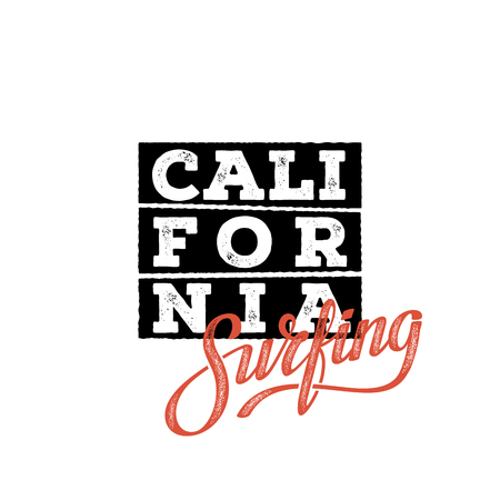 California Surfing typography. T-shirt design, graphics, stamp, label typography Vector illustrationのイラスト素材