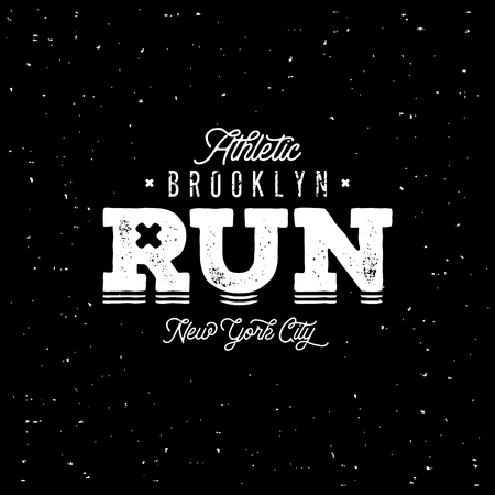 Brooklyn Run Athletic Grunge on Black Vectorのイラスト素材