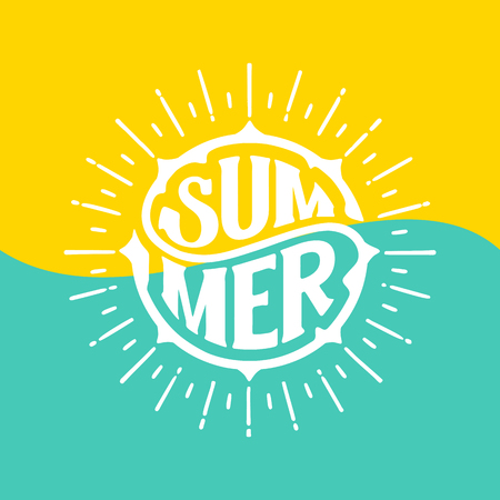 Summer banner design. Handwritten circular calligraphy lettering for greeting cards, posters, prints for home decorations. Vector illustrationのイラスト素材