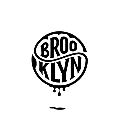 Brooklyn. Tee print with slogan. Typography for t shirt. Handwritten circular calligraphy lettering for greeting cards, posters, prints for home decorations. Vector illustrationのイラスト素材