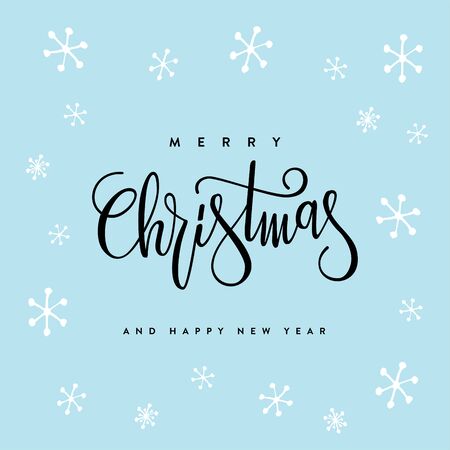 Merry Christmas and Happy New Year lettering design. Vector illustration.のイラスト素材