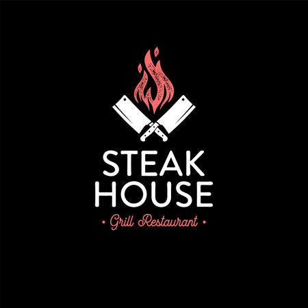 Steakhouse grill restaurant knifes on black Vector illustrationのイラスト素材