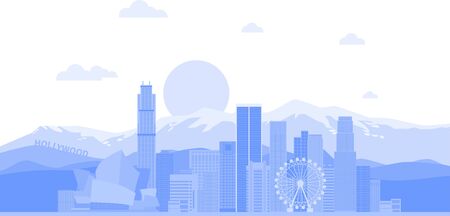 Los Angeles (United States) city skyline vector background. Flat trendy illustrationのイラスト素材