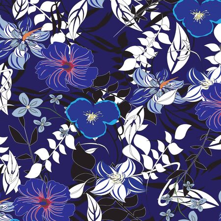 Seamless  flower illustration  floral pattern texture artのイラスト素材