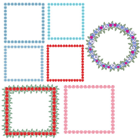 set flower frame vintage illustration on backgroundのイラスト素材