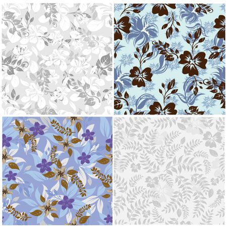 vector seamless pattern flowers and floral pattern illustrationのイラスト素材