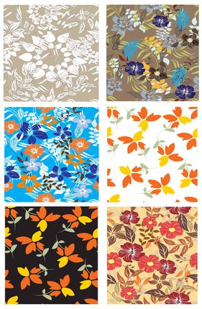 Set of floral seamless patterns.のイラスト素材