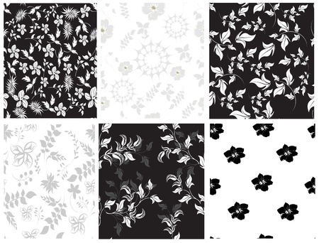Set of floral seamless patterns.のイラスト素材
